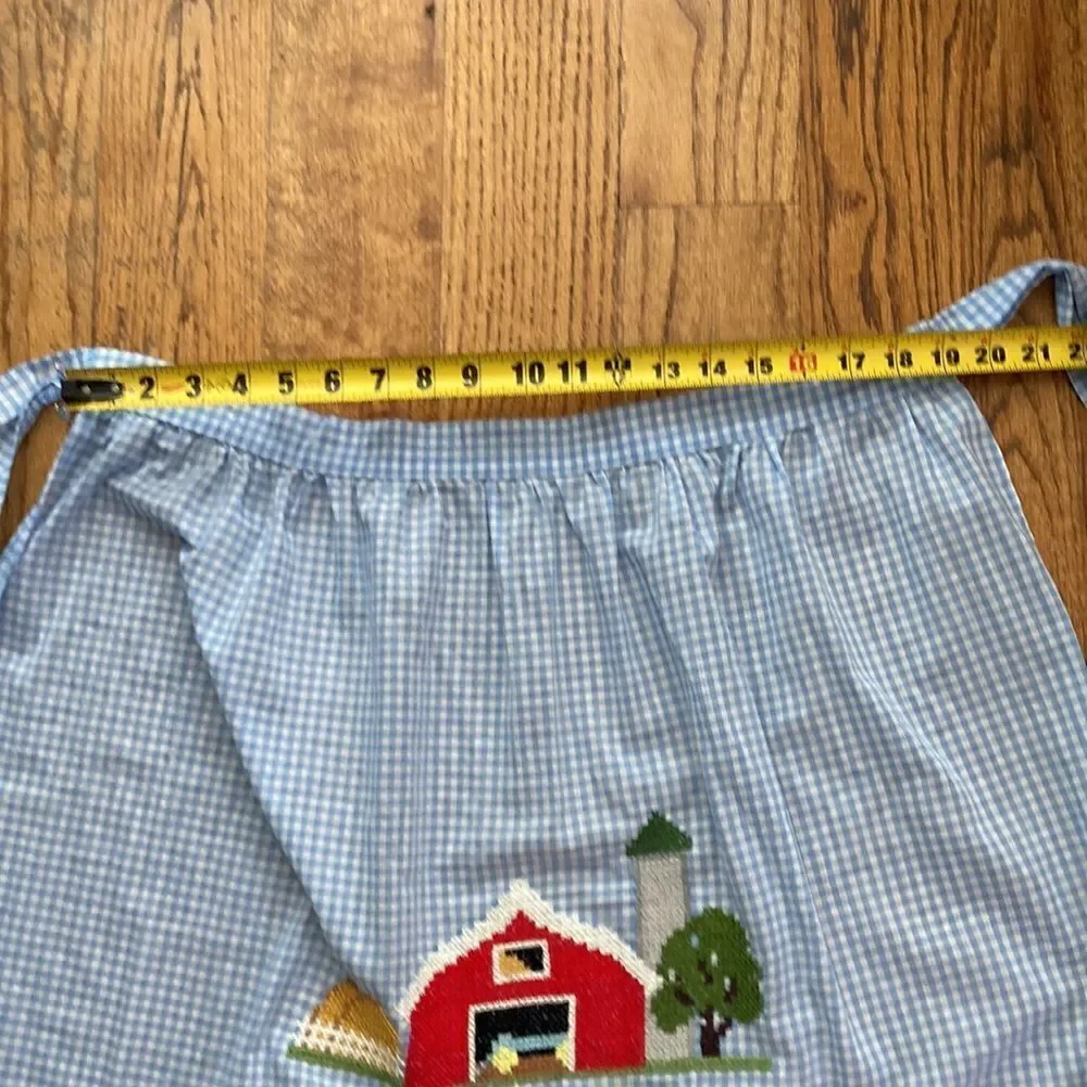 Handmade Cross Stitch Gingham Country Grannycore Apron